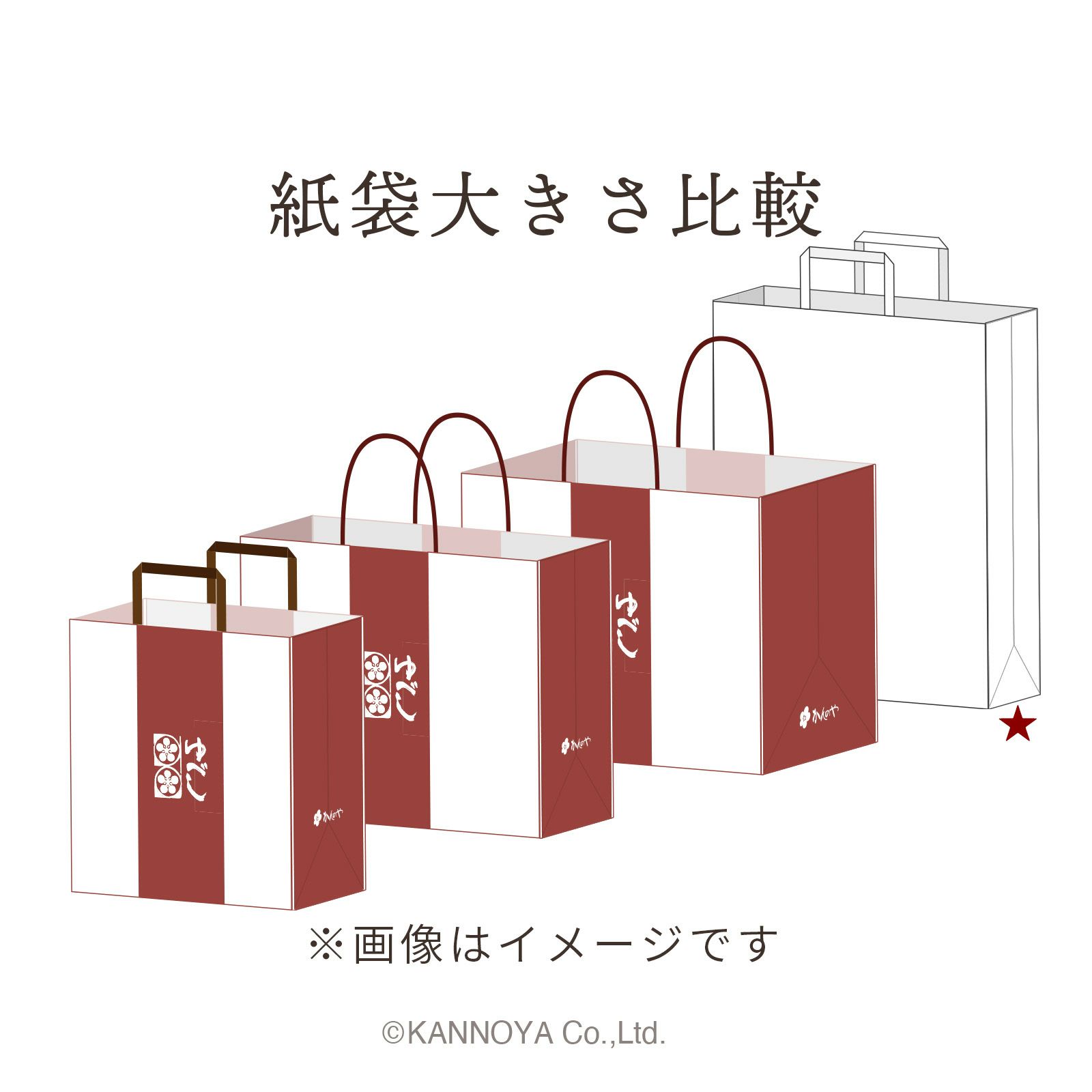 紙袋 大きさ比較イメージ　斜め